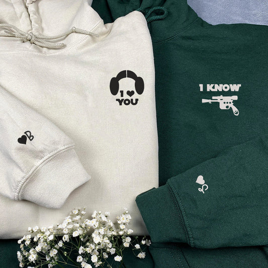 I Love You I Know Inspired Custom Embroidered Matching Hoodies For Couples
