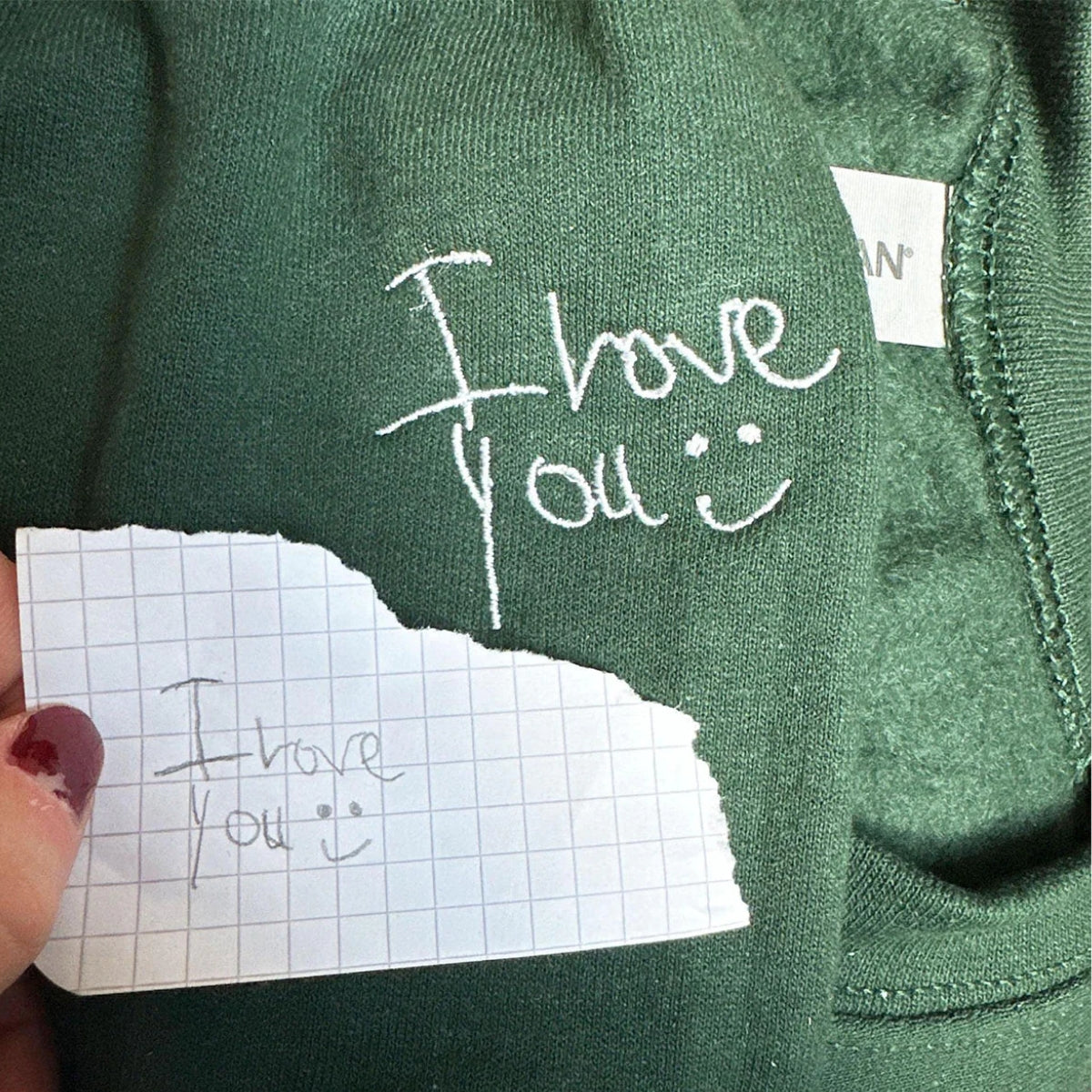 I Love You Daddy Embroidered Sweatshirts - Custom Child Handwriting Hoodies - Perfect Father's Day Gift