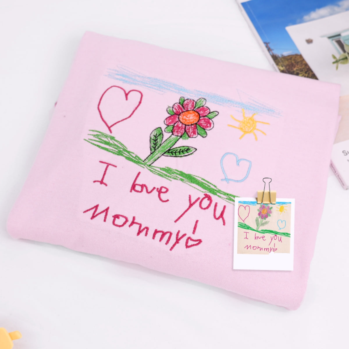I Love You Mommy Embroidered Sweatshirts - Custom Child Handwriting Hoodies - Perfect Mother's Day Gift