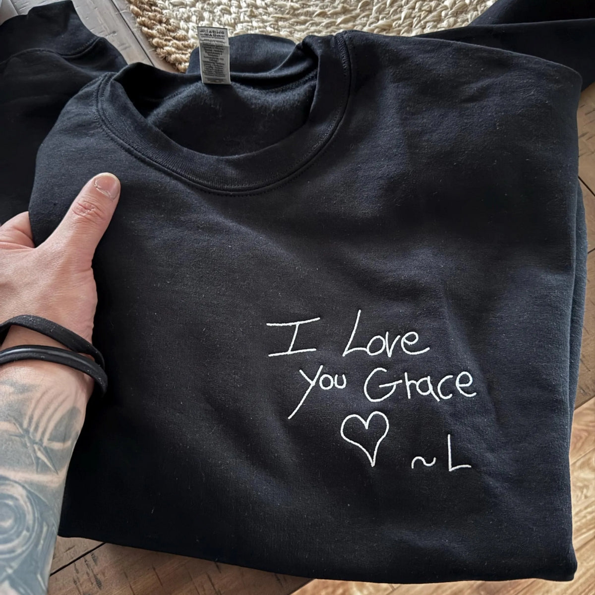 I Love You Mommy Embroidered Sweatshirts - Custom Child Handwriting Hoodies - Perfect Mother's Day Gift