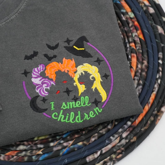 I Smell Children Halloween Teacher Shirts - Witch Professional Embroidered T-Shirts - Halloween Gift