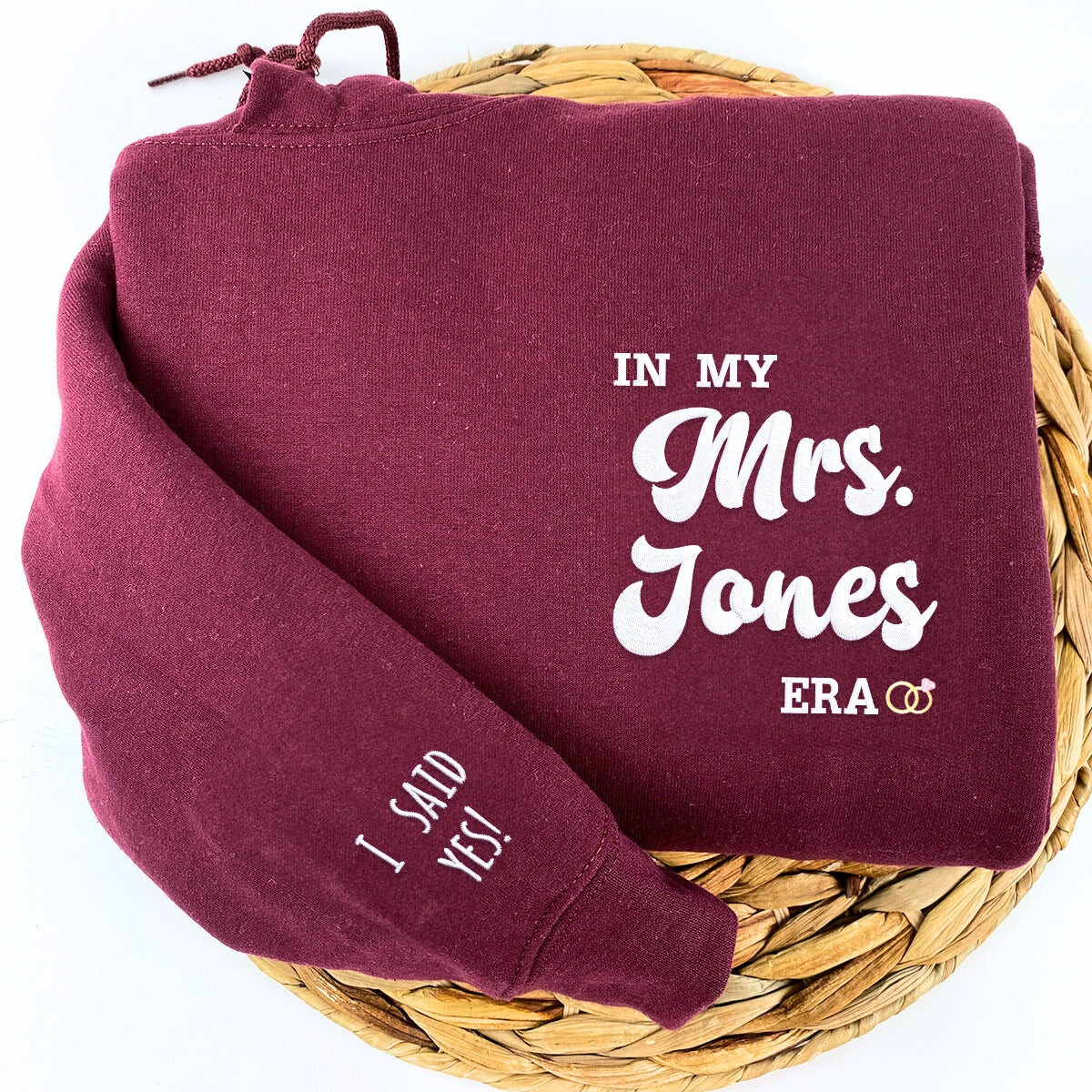 Custom Embroidered Name In My Mrs Era Sweatshirt or Hoodie