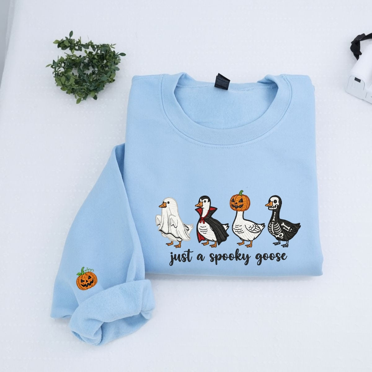 Just A Spooky Goose Halloween Hoodies - Funny Costume Geese Embroidered Sweatshirts - Perfect Halloween Gift