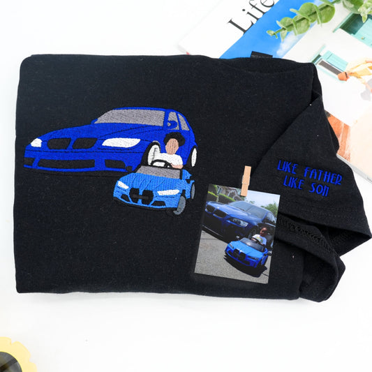 Like Father Like Son Car Hoodies - Custom Car Embroidered Sweatshirts - Perfect Father's Day Gift
