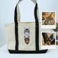 Mixed Pet Portrait Tote Bags - Dog Cat Face Embroidered Canvas Bag - Multi Pet Parent Gift