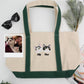 Multi Pet Portrait Tote Bags - Cat Face Embroidered Canvas Bag - Personalized Cat Mom Gift