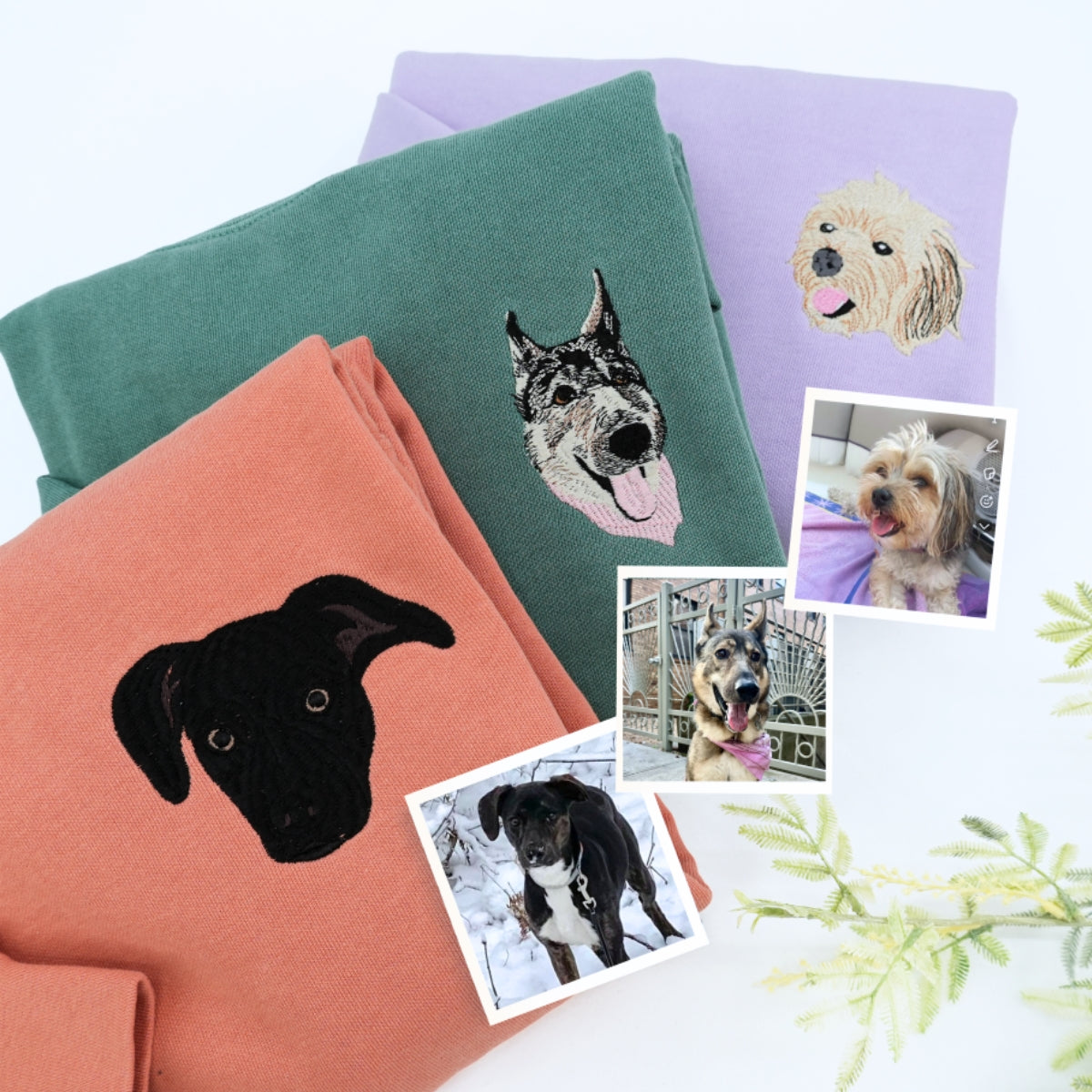 Multiple Pet Portrait Hoodies - Custom Dog Face Embroidered Sweatshirts - Multi Pet Parent Gift