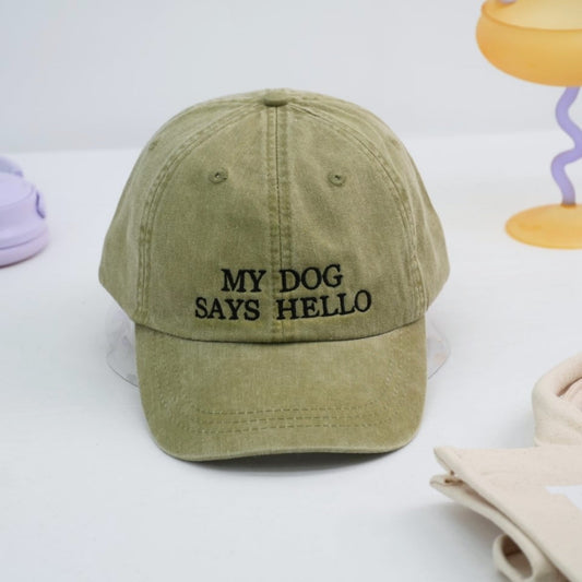 My Dog Says Hello Custom Embroidered Hats - Dog Lover Caps - Perfect Pet Parent Gift