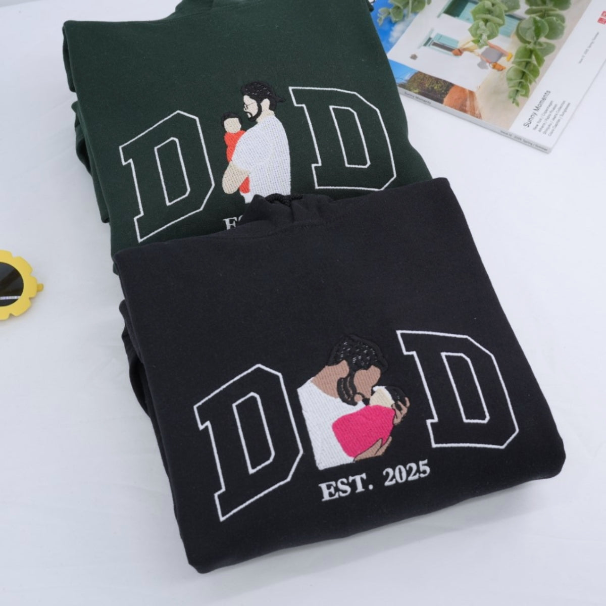 New Dad Custom Hoodies - First Father Embroidered Sweatshirts - Perfect Father's Day Gift