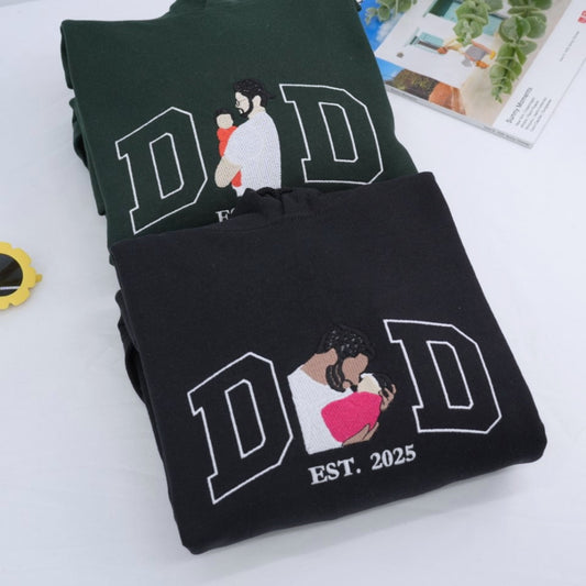 New Dad Custom Hoodies - First Father Embroidered Sweatshirts - Perfect Father's Day Gift