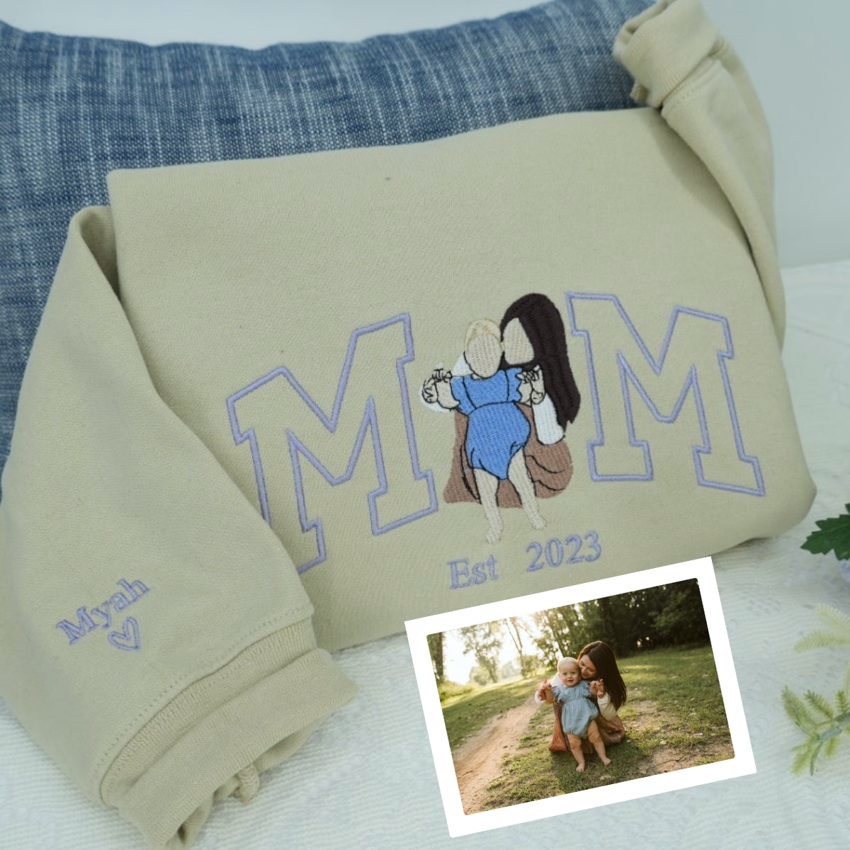 New Mom Custom Hoodies - Mother Baby Embroidered Sweatshirts - Perfect New Mother Gift