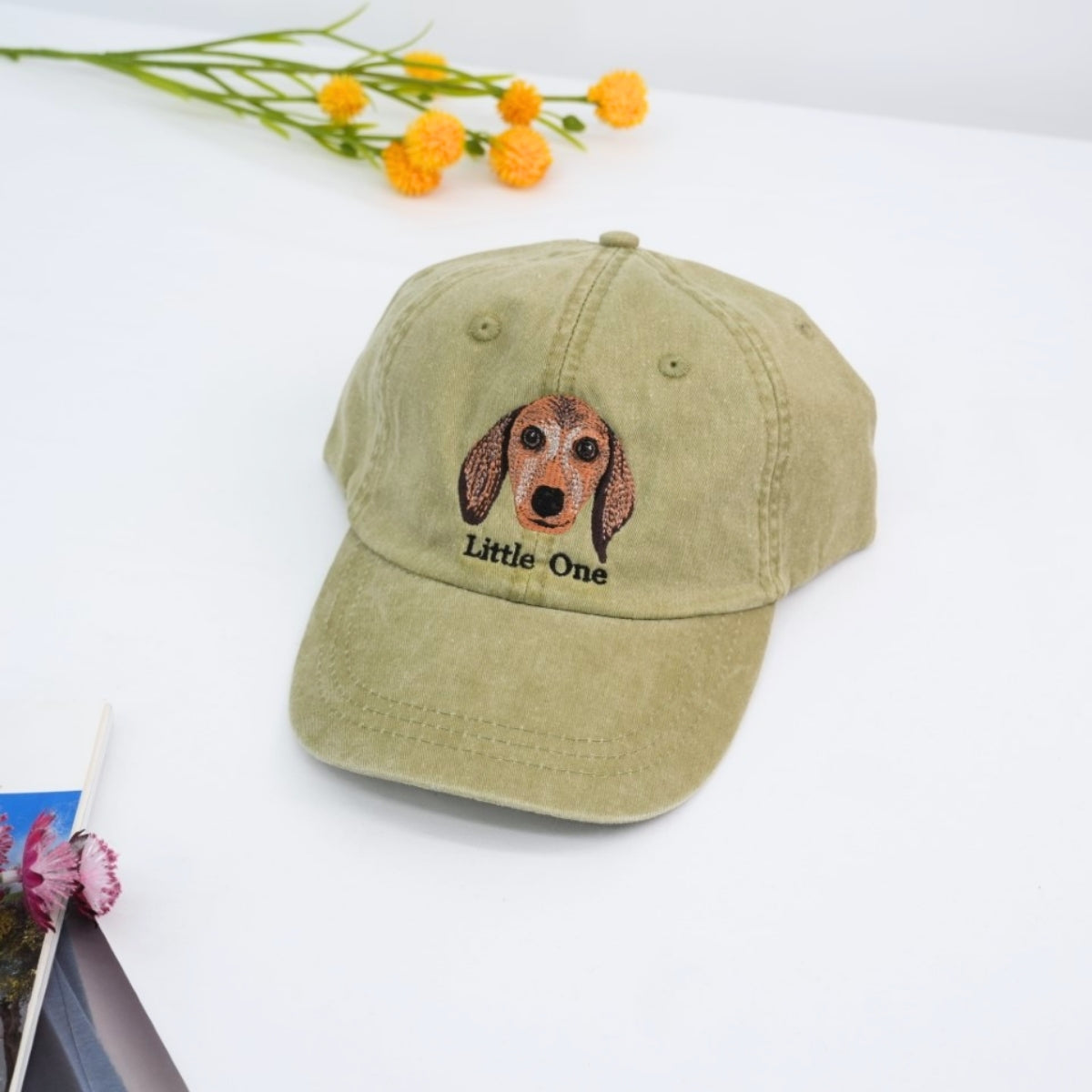 Personalized Dog Photo Embroidered Cap - Custom Pet Portrait Name Accessory - Dog Parent Lover Gift