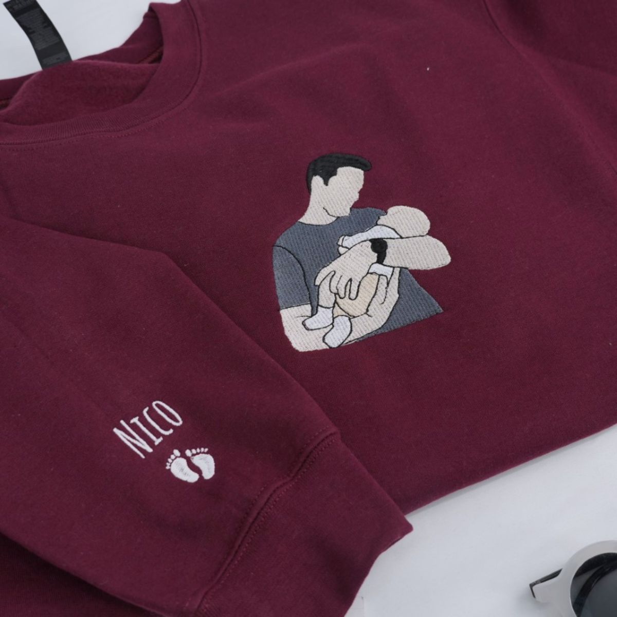 Personalized Dad Baby Sweatshirts - Custom Father Embroidered Hoodies With Baby Name - Perfect New Dad Father's Day Gift