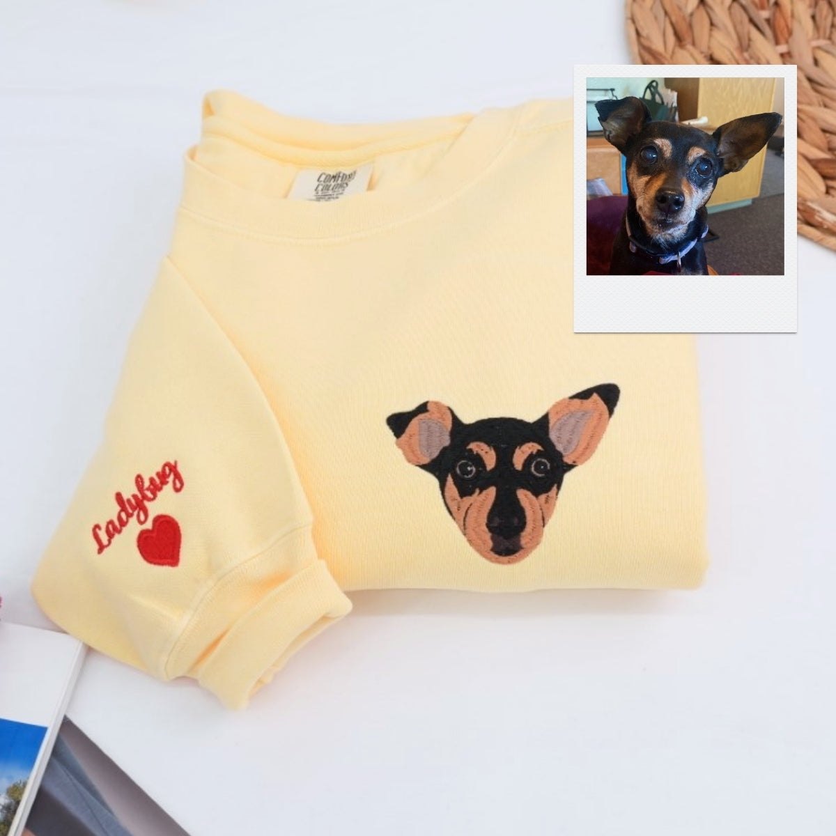 Personalized Dog Portrait Sweatshirts - Custom Dog Face Embroidered Hoodies - Dog Name Gift for Dog Mom Dad - Premium Pet Memorial Apparel