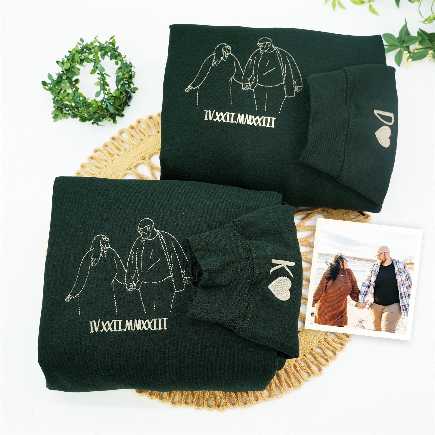 Personalized Embroidered Hoodies Line Art With Pictures