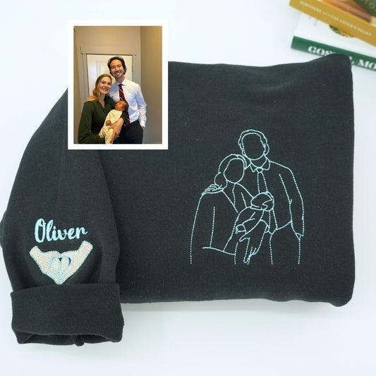 Personalized Embroidered Hoodies Line Art With Pictures