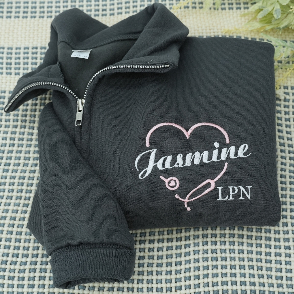 Personalized LPN Quarter-Zip - Custom Name Licensed Practical Nurse Embroidered Sweatshirt