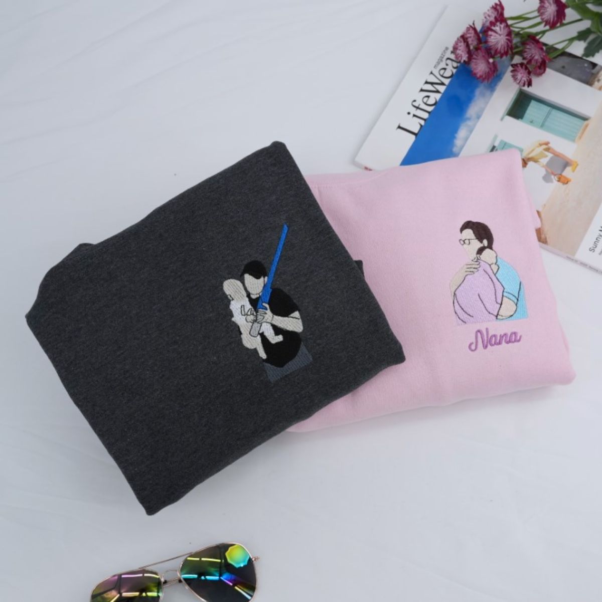 Personalized New Dad Baby Hoodies - Custom Father Embroidered Sweatshirts With Baby Name Footprints - Father's Day Gift