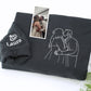 Personalized Picture Outline Embroidered Hoodie Sweatshirt, Portrait Photo Couple Outline Sweatshirt, Custom Line Art Photo Hoodie