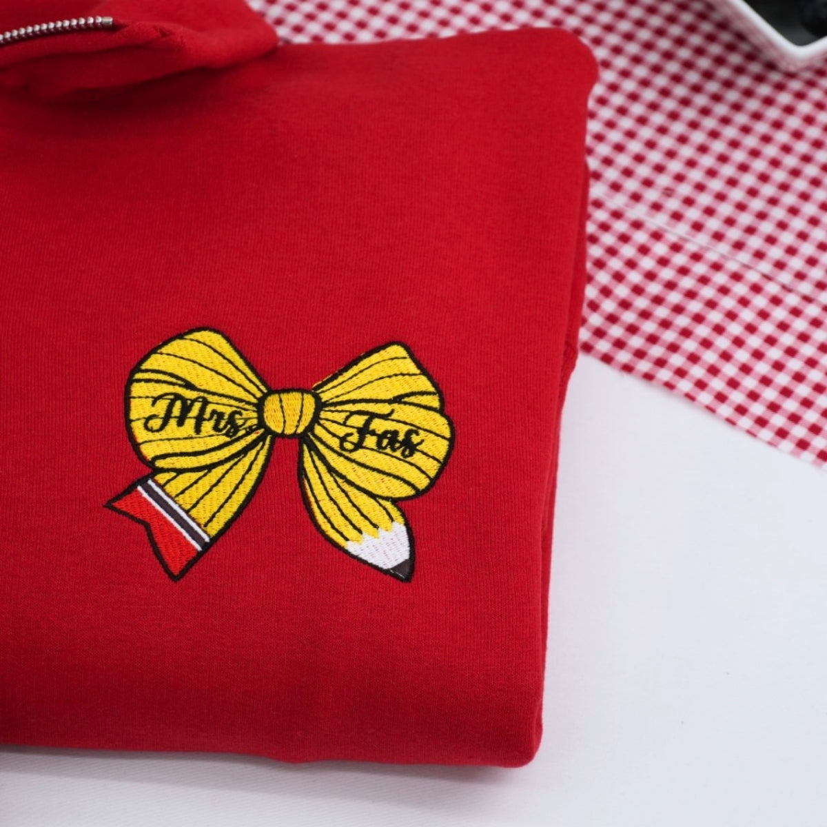 Personalized Teacher Bow Quarter-Zip - Custom Name Embroidered Education Apparel - Perfect Teacher Gift