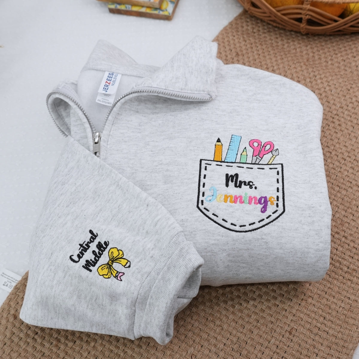 Personalized Teacher Team Zip Up Hoodies - Custom Name Embroidered School Staff Sweatshirts - Bulk Order