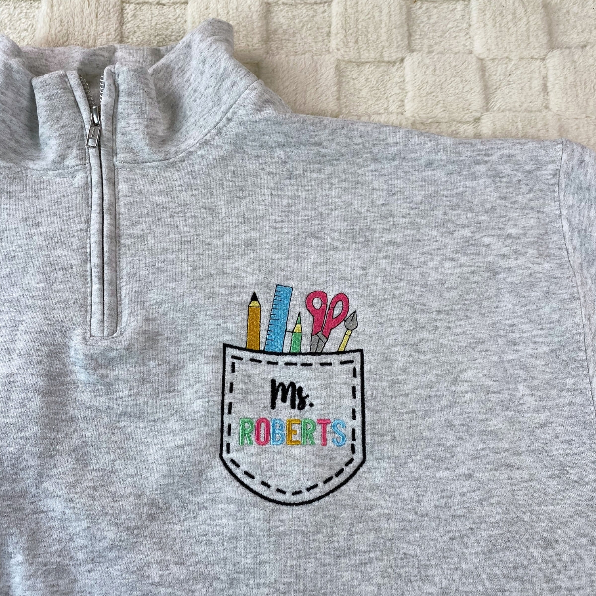 Personalized Teacher Zip Up Hoodies - Custom Name Embroidered Sweatshirts - Perfect Educator Gift