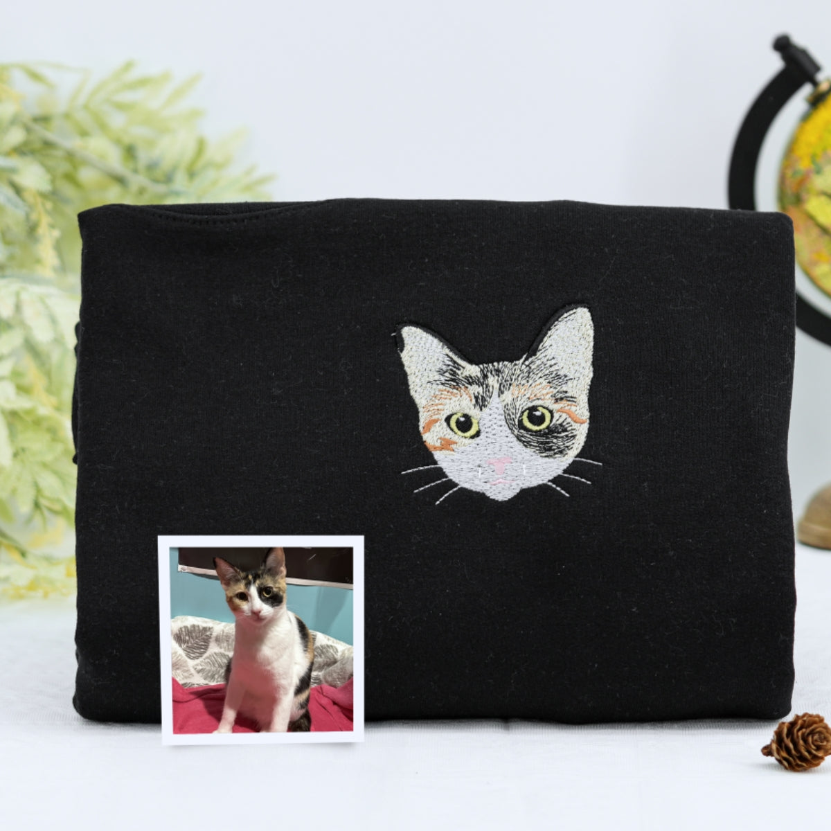 Pet Memorial Custom Hoodies - Cat Angel Wings Embroidered Sweatshirts - Rainbow Bridge Tribute Gift