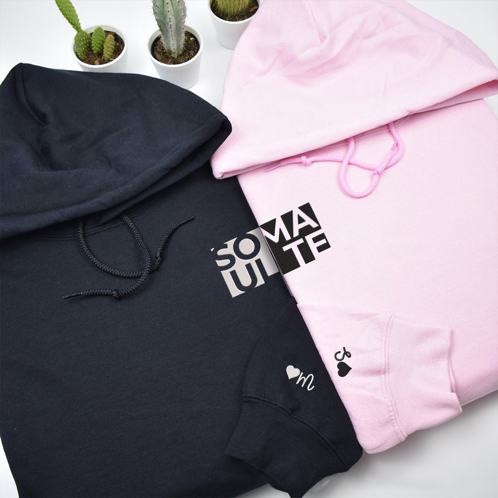 Soul Mate Matching Custom Embroidered Matching Hoodies For Couples