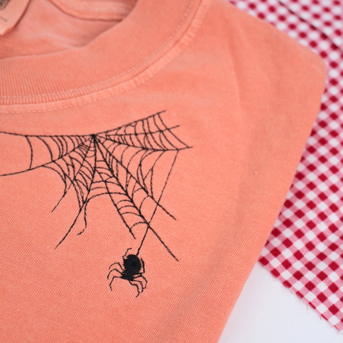 Spider Web Halloween T-Shirts - Custom Embroidered Spooky Tees - Perfect Halloween Gift