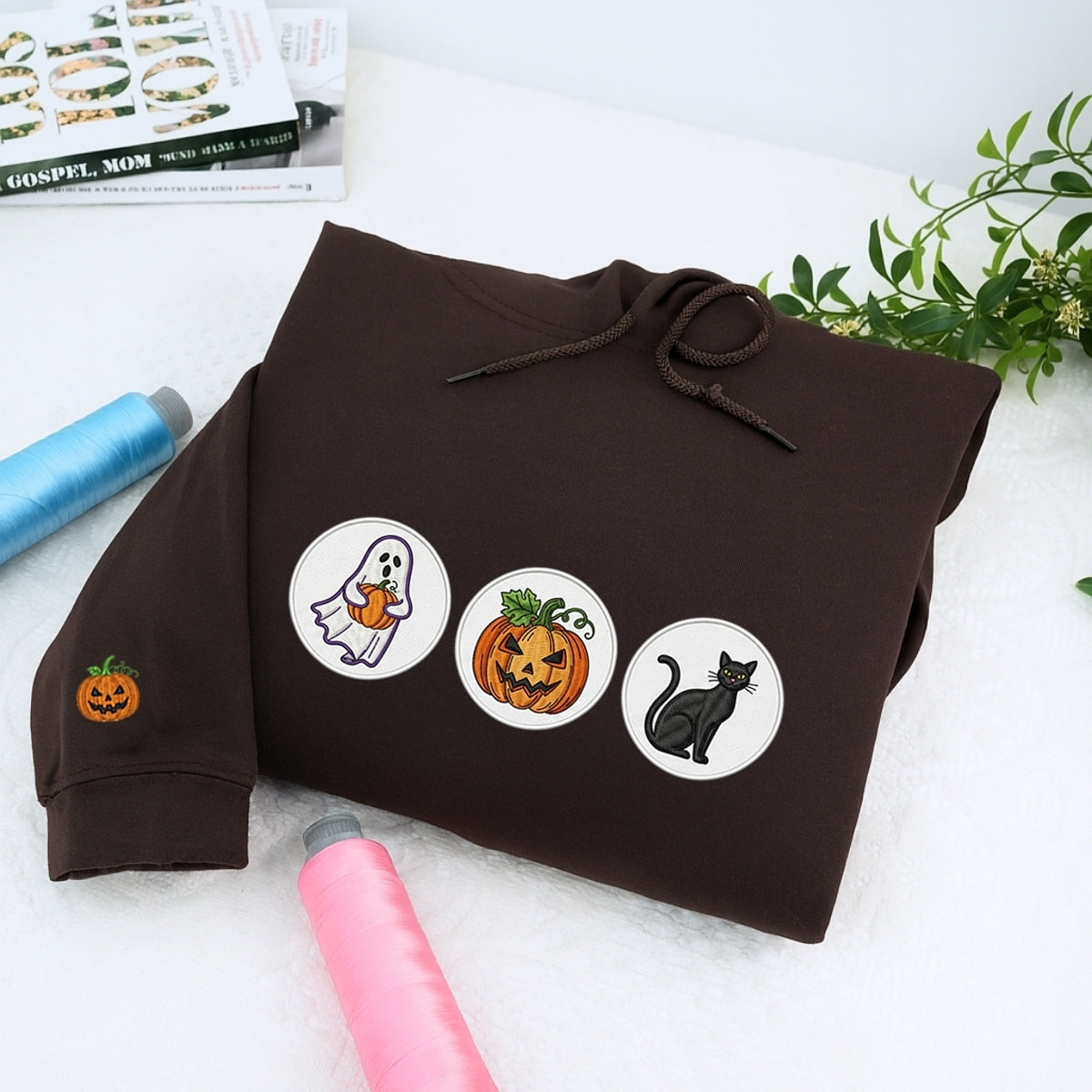 Spooky Cookie Custom Sweatshirts - Halloween Patch Embroidered Apparel - Perfect Cute Halloween Gift