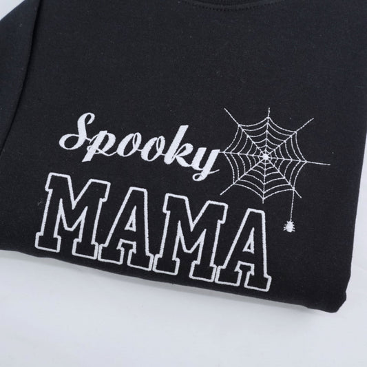 Spooky Mama Halloween Hoodies - Custom Embroidered Mom Sweatshirts - Perfect Halloween Gift