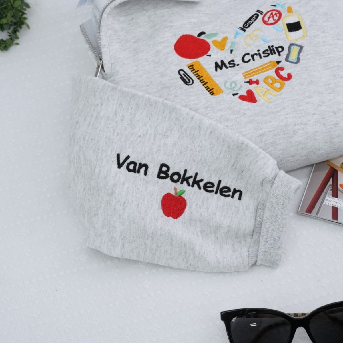 Personalized Teacher Hoodies | Custom Educator Name Embroidered Zip-Up - Back to School Gift