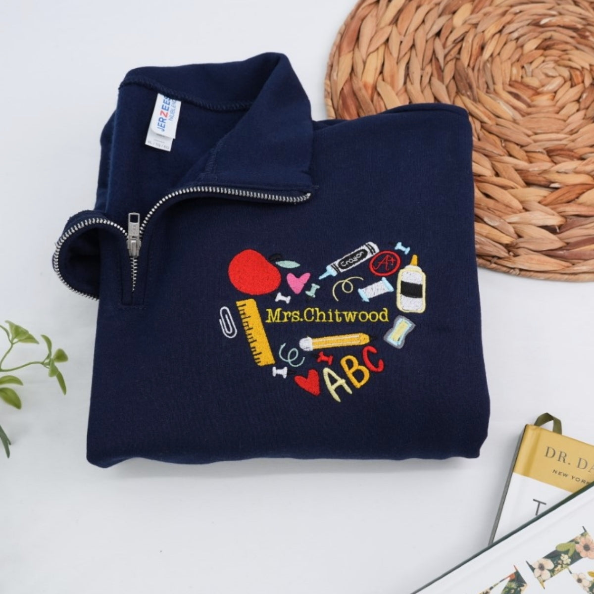 Teacher Custom Quarter Zip - Halloween Classroom Embroidered Sweatshirt - Perfect Teacher Gift