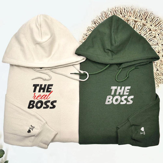 The Boss x The Real Boss Custom Embroidered Matching Hoodies For Couples