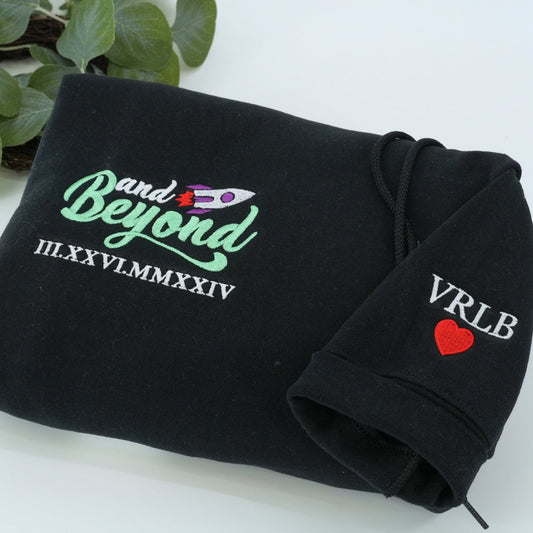 To Infinity And Beyond Custom Roman Numeral Matching Embroidered Hoodies For Couples