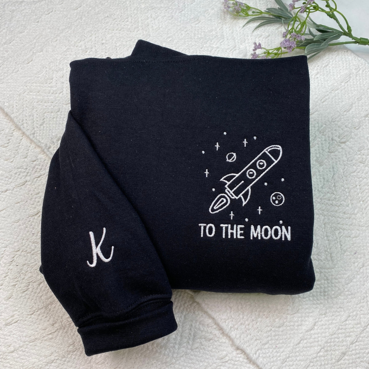 To The Moon and Back Custom Embroidered Matching Hoodies For Couples