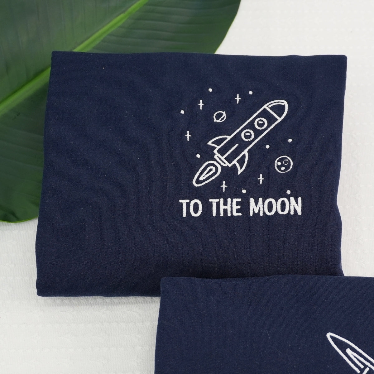 To The Moon and Back Custom Embroidered Matching Hoodies For Couples