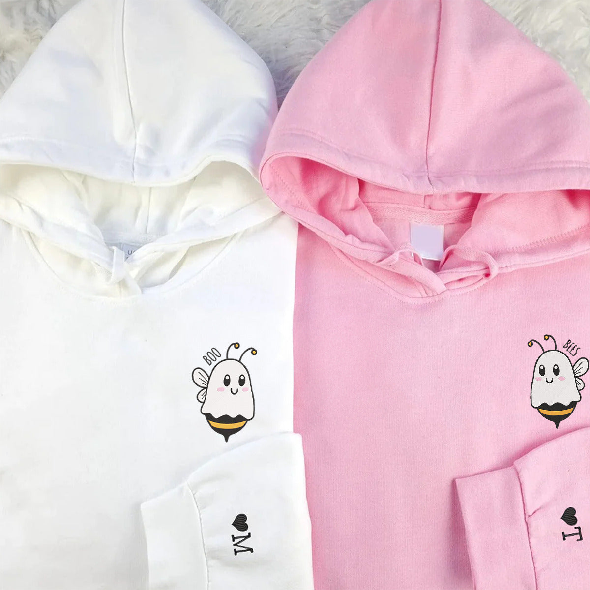 Custom Matching Couple Boo Bees Embroidered Hoodie