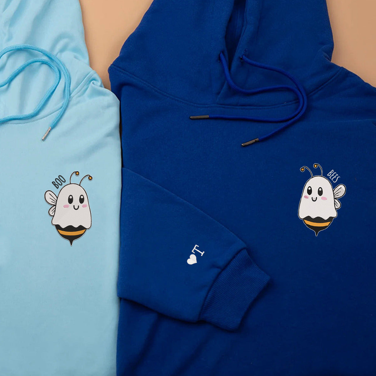 Custom Matching Couple Boo Bees Embroidered Hoodie