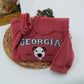 Varsity Pet Portrait Hoodies - Custom Dog Name Embroidered University Style Sweatshirts - College Pet Gift