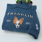 Varsity Pet Portrait Hoodies - Custom Dog Name Embroidered University Style Sweatshirts - College Pet Gift