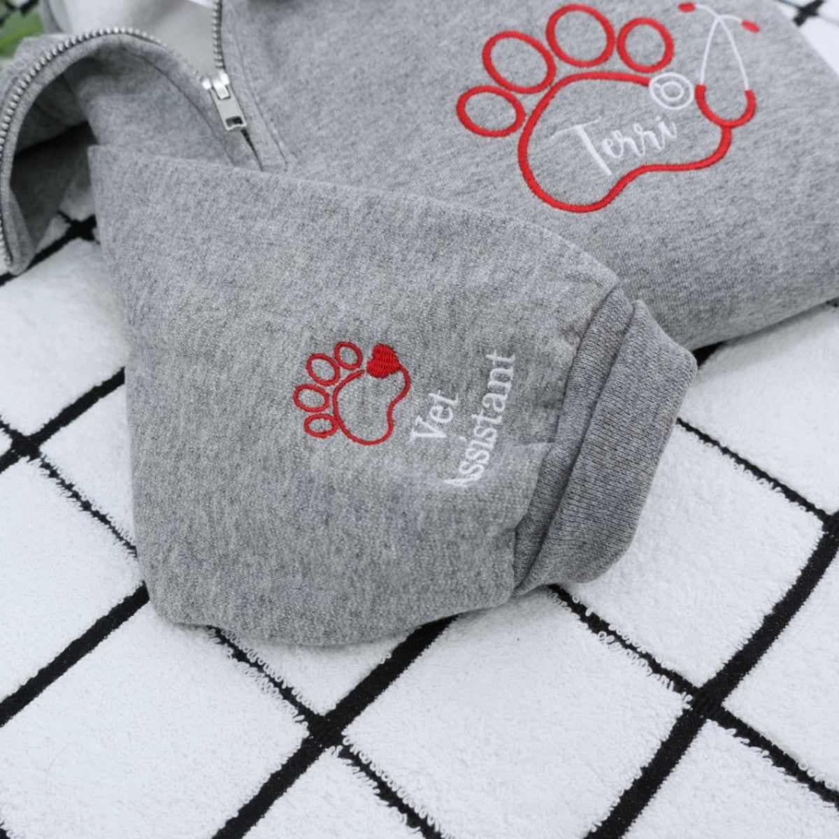 Vet Assistant Quarter Zip - Veterinary Embroidered Sweatshirts - Perfect Veterinarian Gift