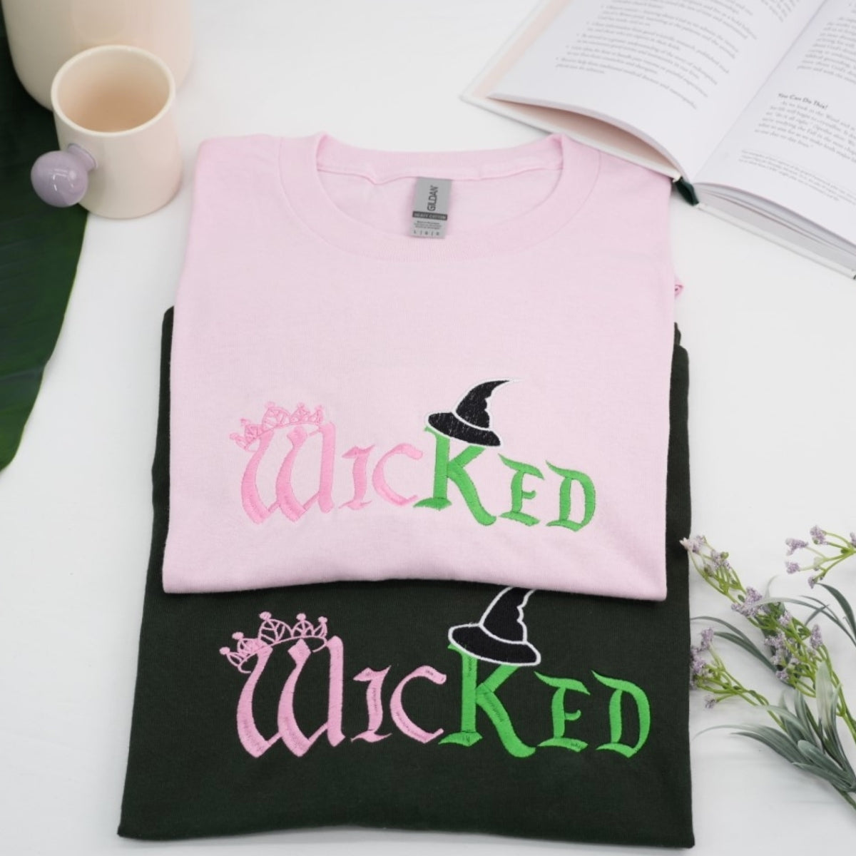 Wicked Halloween Custom Sweatshirt - Embroidered Witch Crown Pink Hoodie - Halloween Gift