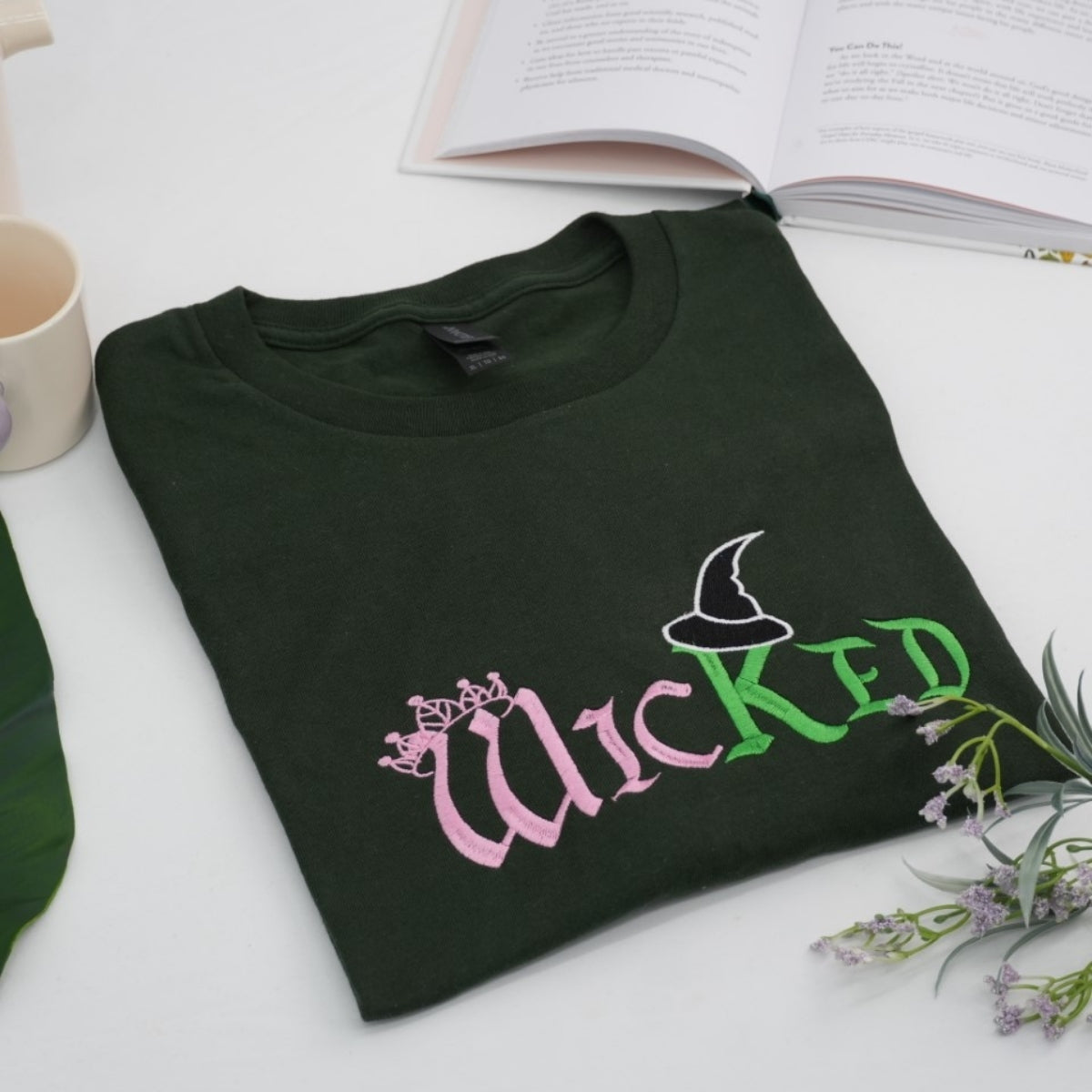 Wicked Halloween Custom Sweatshirt - Embroidered Witch Crown Pink Hoodie - Halloween Gift