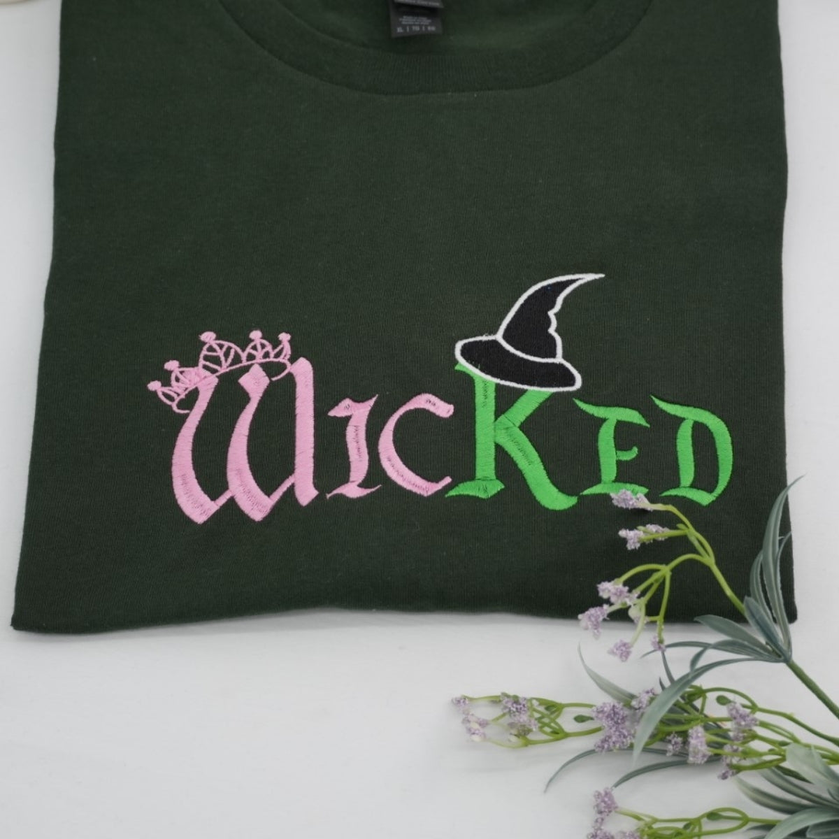 Wicked Halloween Custom Sweatshirt - Embroidered Witch Crown Pink Hoodie - Halloween Gift