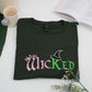 Wicked Halloween Custom Sweatshirt - Embroidered Witch Crown Pink Hoodie - Halloween Gift
