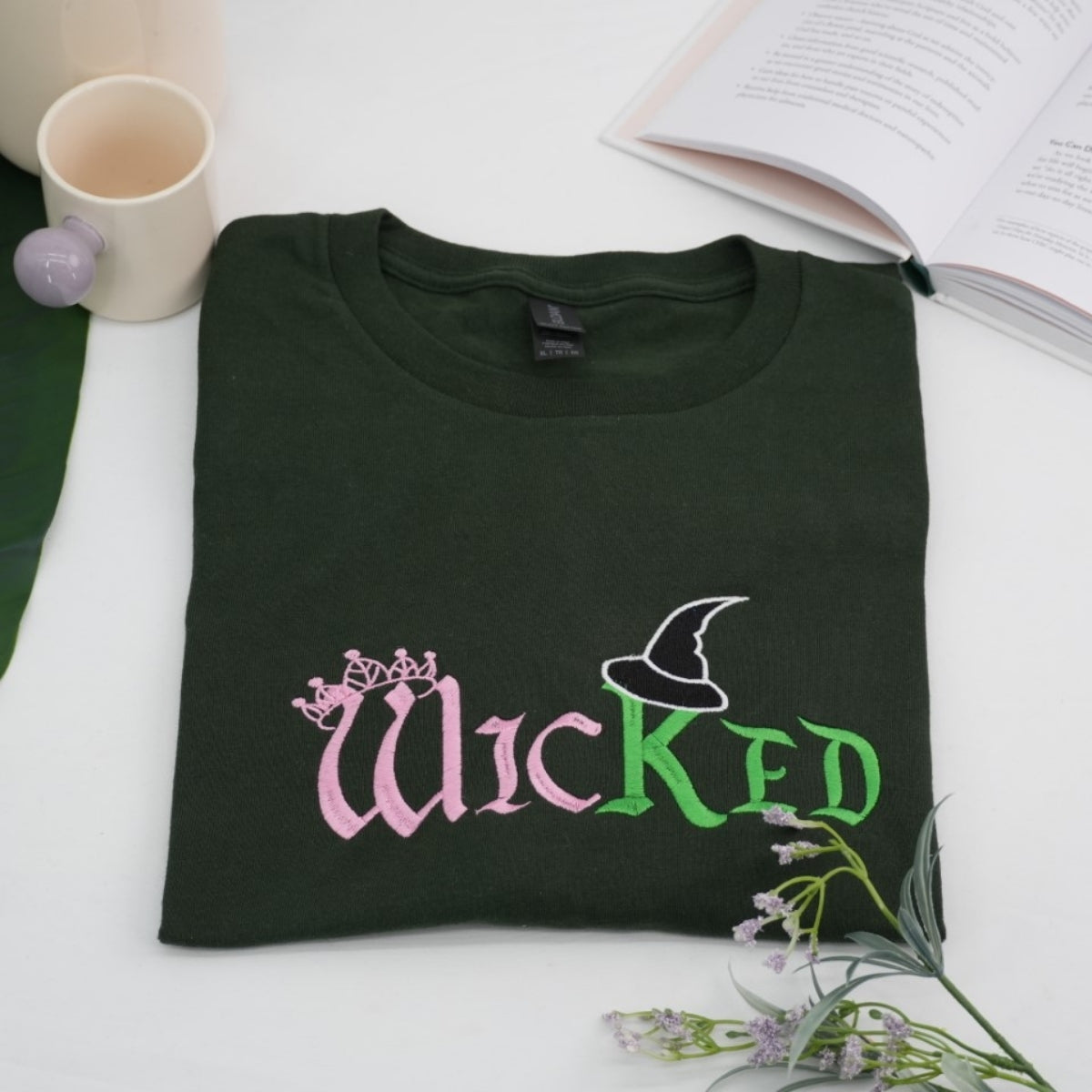 Wicked Halloween Custom Sweatshirt - Embroidered Witch Crown Pink Hoodie - Halloween Gift