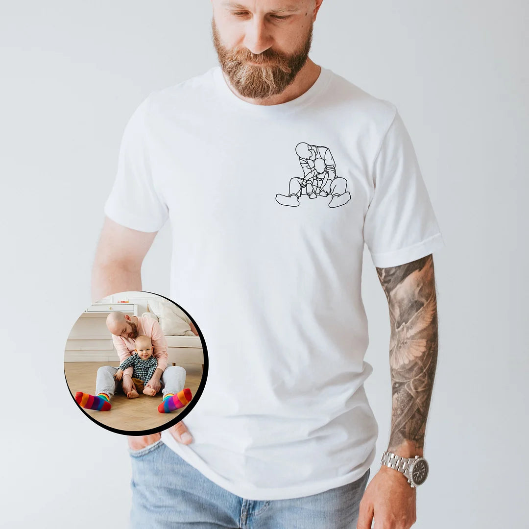 💖Personalized Embroidered Portrait Sweatshirt - Unique Gift for Dad - Custom Father and Son Hoodie, Couple Portrait