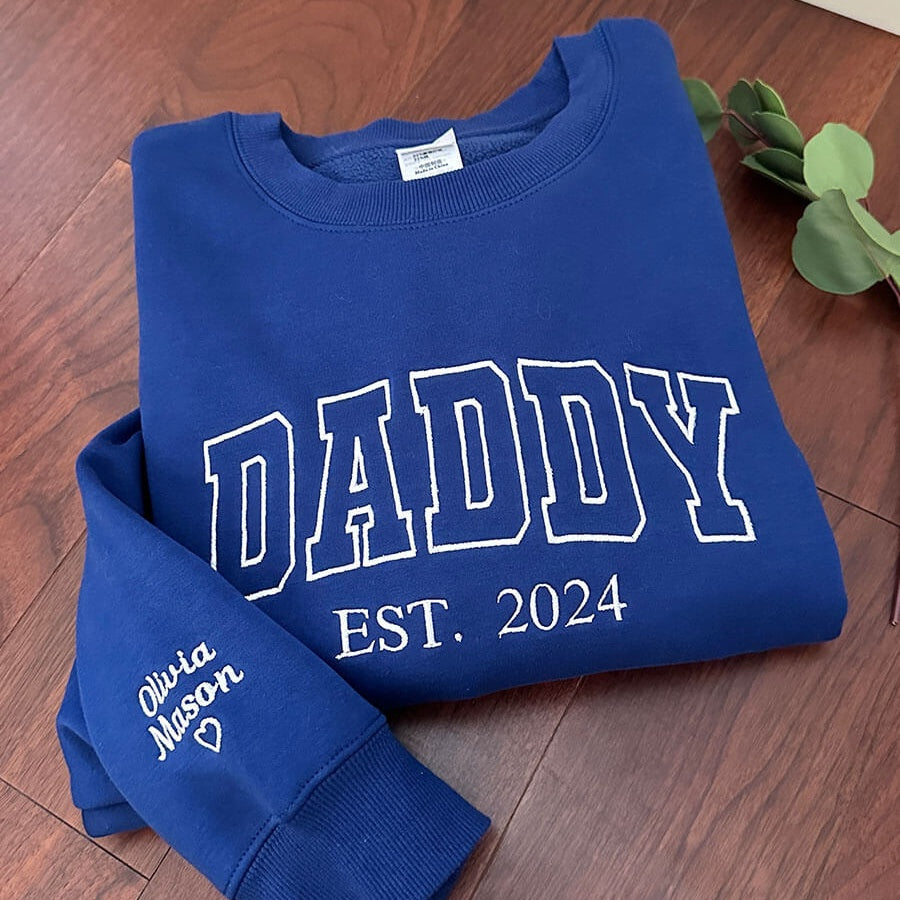 💖Personalized Embroidered Portrait Sweatshirt - Unique Gift for Dad - Custom Father and Son Hoodie, Couple Portrait