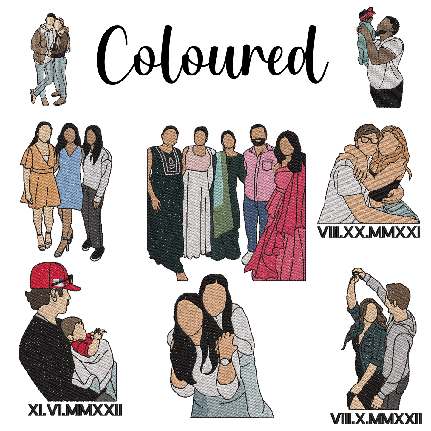 Custom Portrait from Photo Sweatshirt Embroidered Mama Hoodie